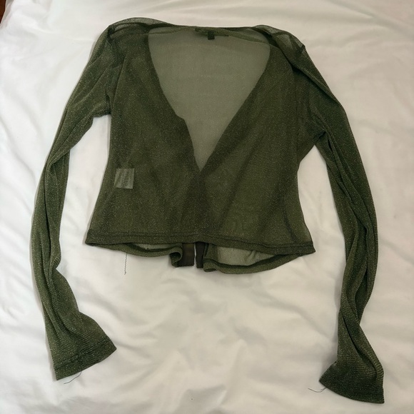 Tunnel vision green sheer long sleeve star detail button up sparkly cardigan - Picture 7 of 7